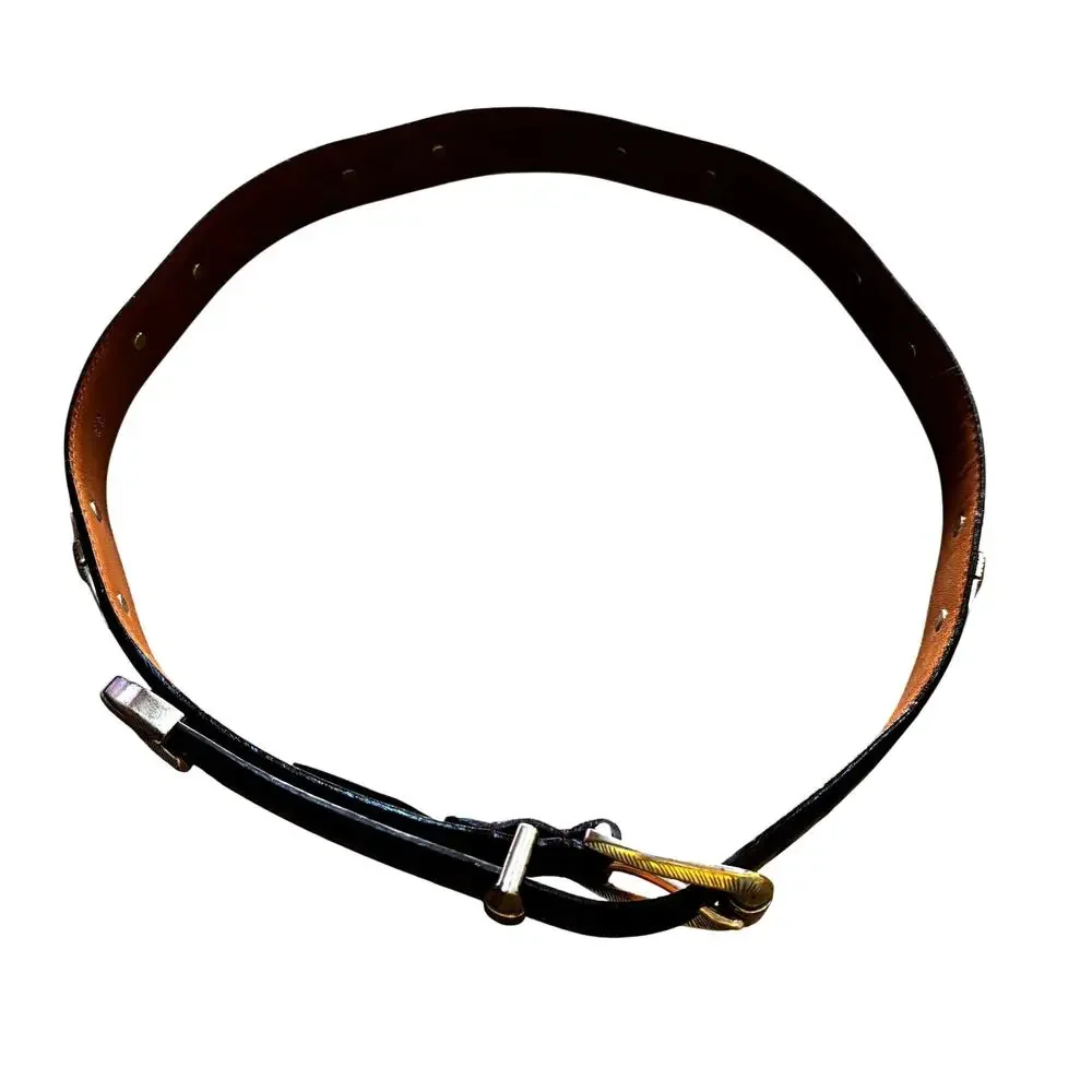 Arden Italian Calfskin Leather mahogany brown belt sz 32 silver gold conchos